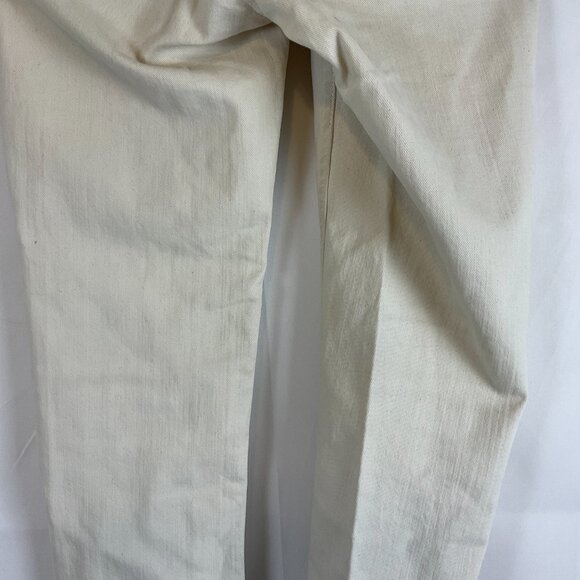 Acne Studios Jeans 26/32 Flex Used Ecru Cream Distressed Cuffed Raw Hem - Picture 9 of 12